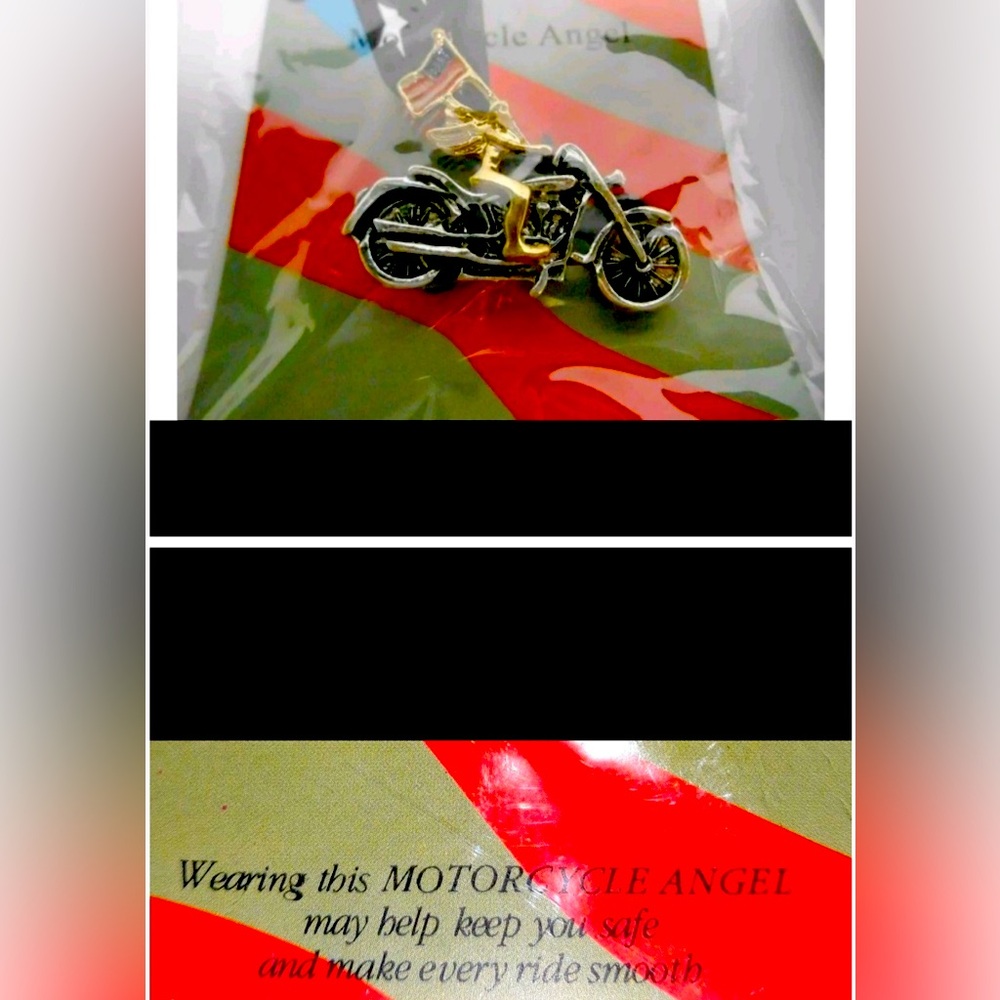 MOTORCYCLE ANGEL W/ USA FLAG PIN BROOCH UNISEX NEW KEEP SAFE THE RIDER lot# 9011